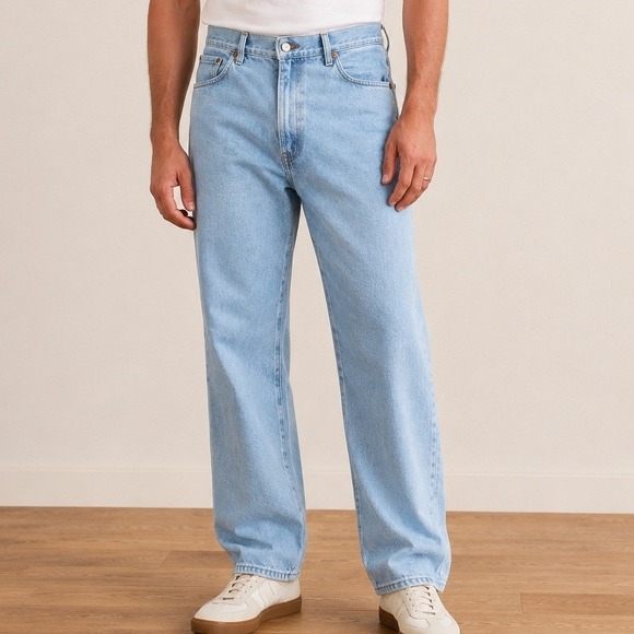 Wrangler Other - Wrangler Cowboy Cut Straight Fit Mens Jeans Light Wash Blue Cotton Denim 36x32